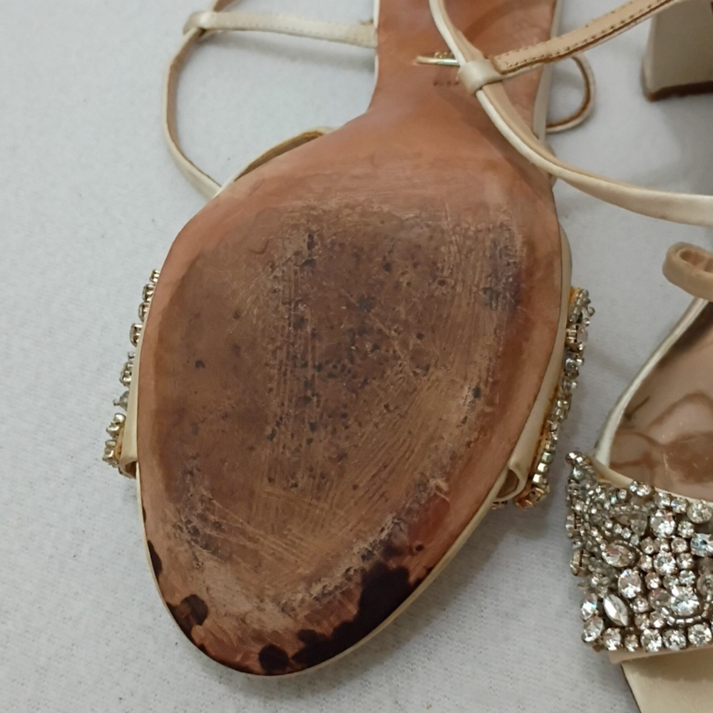 Badgley Mischka Rose Gold Jeweled Ankle-Strap Heels - Picture 10 of 10